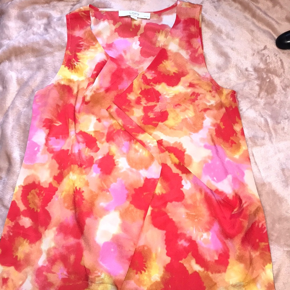 Red, yellow, and pink blouse